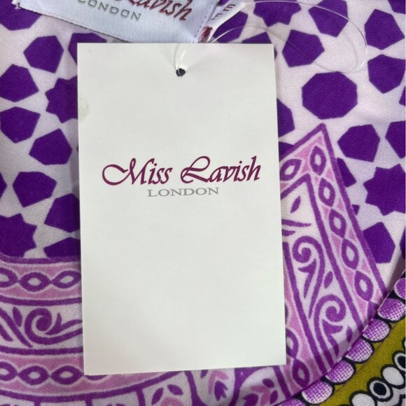 Miss Lavish London Boho Kaftan Dress Mumu Womens Size 14-18 Purple New - Picture 9 of 10